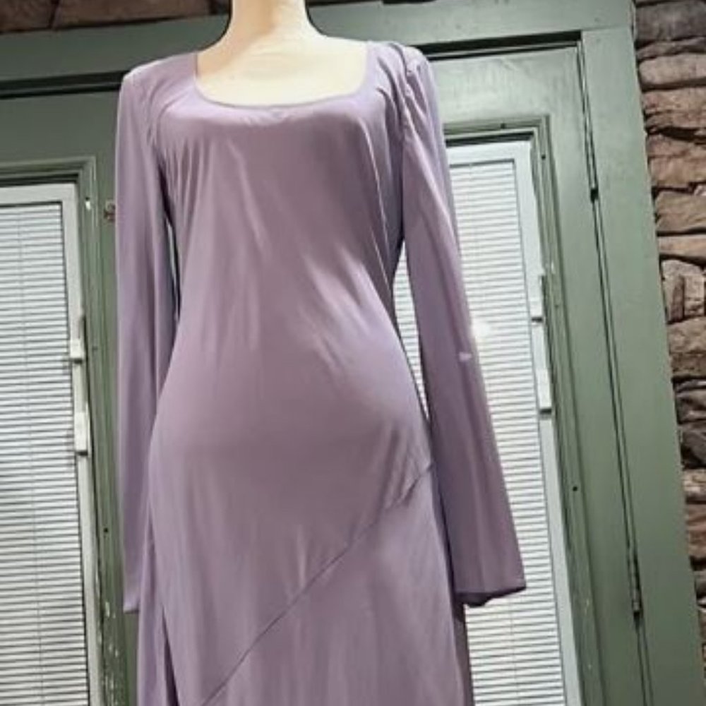 Who what wear collection Florence Long-Sleeve Washed Silk-Blend maxi Dress